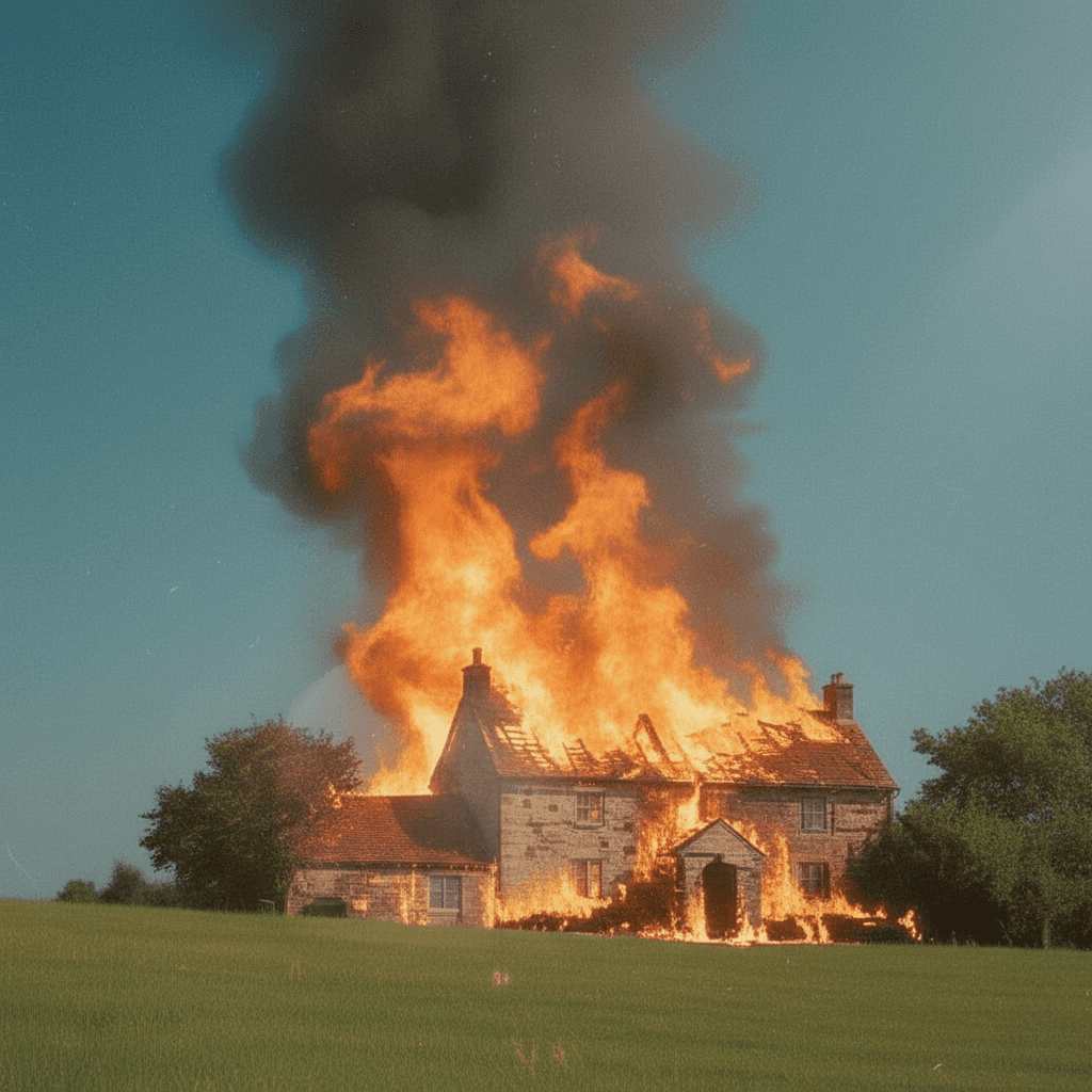 The narrative break: the burning house in the field